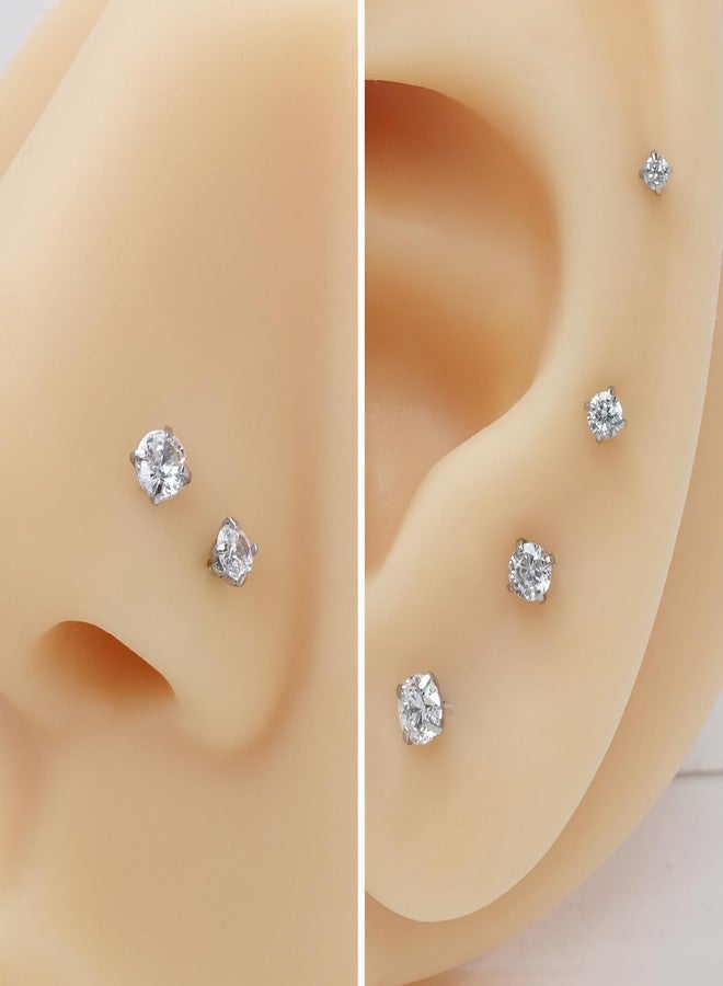 iejsbhrp 8PCS G23 Titanium Nose Rings Studs - 20G Nose Screw Studs Silver Diamond Cubic Zirconia Corkscrew Rings Hypoallergenic Piercing Jewerly for Women Men 1.5mm 2mm 2.5mm 3mm - Image 4